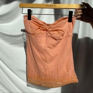 Y2K peach sequin tube top forever 21